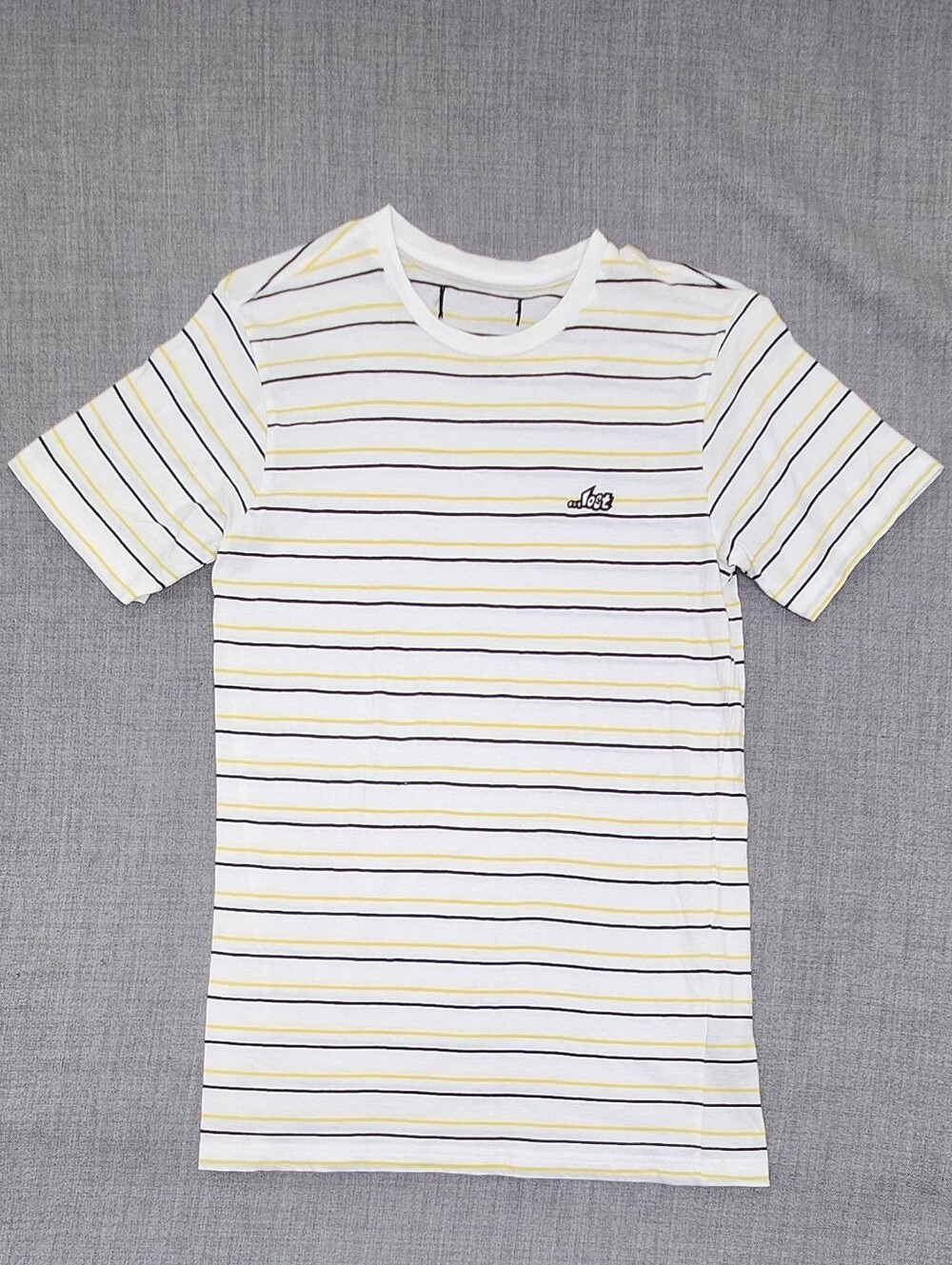 Lost Skateboarding Brand Y2K Striped 100% Cotton Tee Small.
